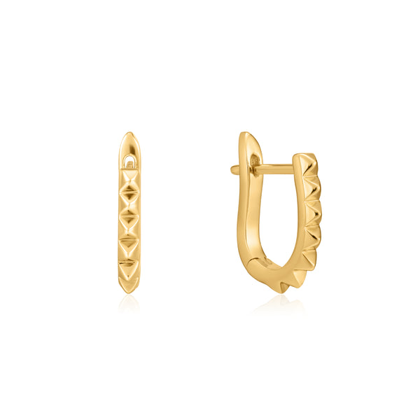 Gold Spike Huggie Hoop Earrings