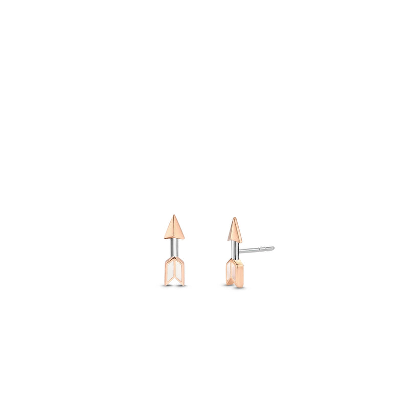 Two-Tone Rose Gold Arrow Studs