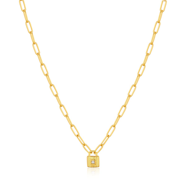 Gold Chunky Chain Padlock Necklace