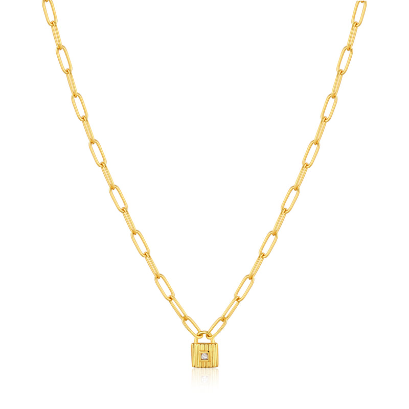 Gold Chunky Chain Padlock Necklace