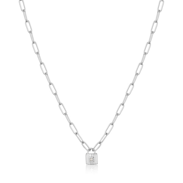 Silver Chunky Chain Padlock Necklace