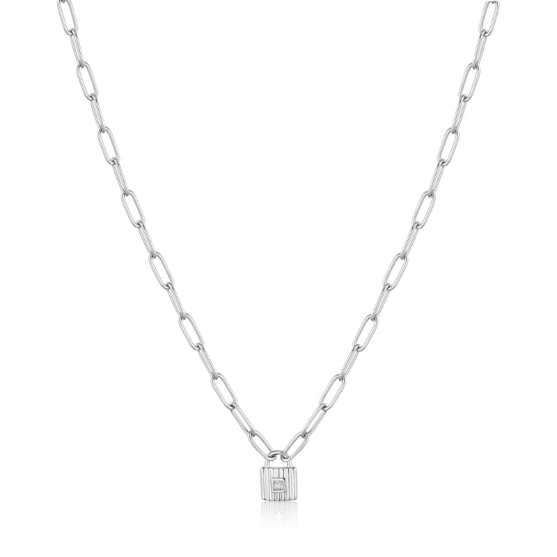 Silver Chunky Chain Padlock Necklace