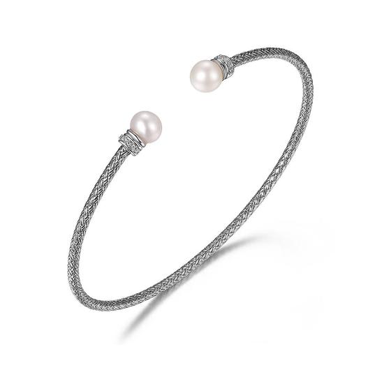 2mm Mesh Cuff with Freshwater Pearl and CZ Ends