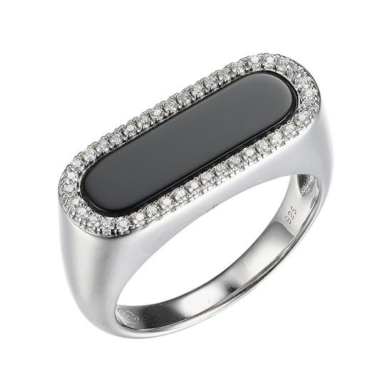 Ring with Black Onyx and CZ Motif