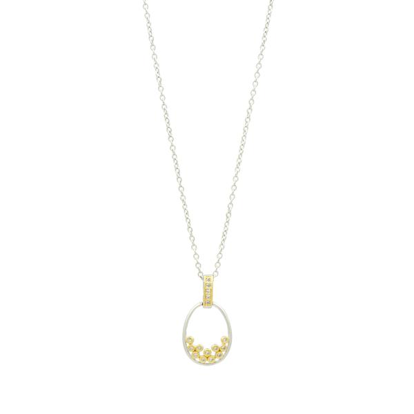 Fleur Bloom Oval Pendant Necklace